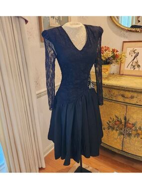 Vintage Black Lace Jamie Wednesday Lydia Deetz Whimsigoth Dress S M 7